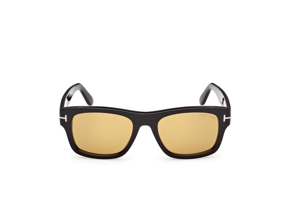 Sunglasses Tom Ford Smith-02 FT1303 (01E) color nero lucido shape rectangle lenses marrone