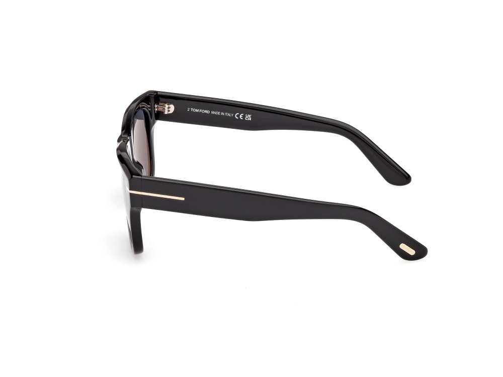 Sunglasses Tom Ford Finn-02 FT1304 (01D) color nero lucido  shape square lenses fumo polar.