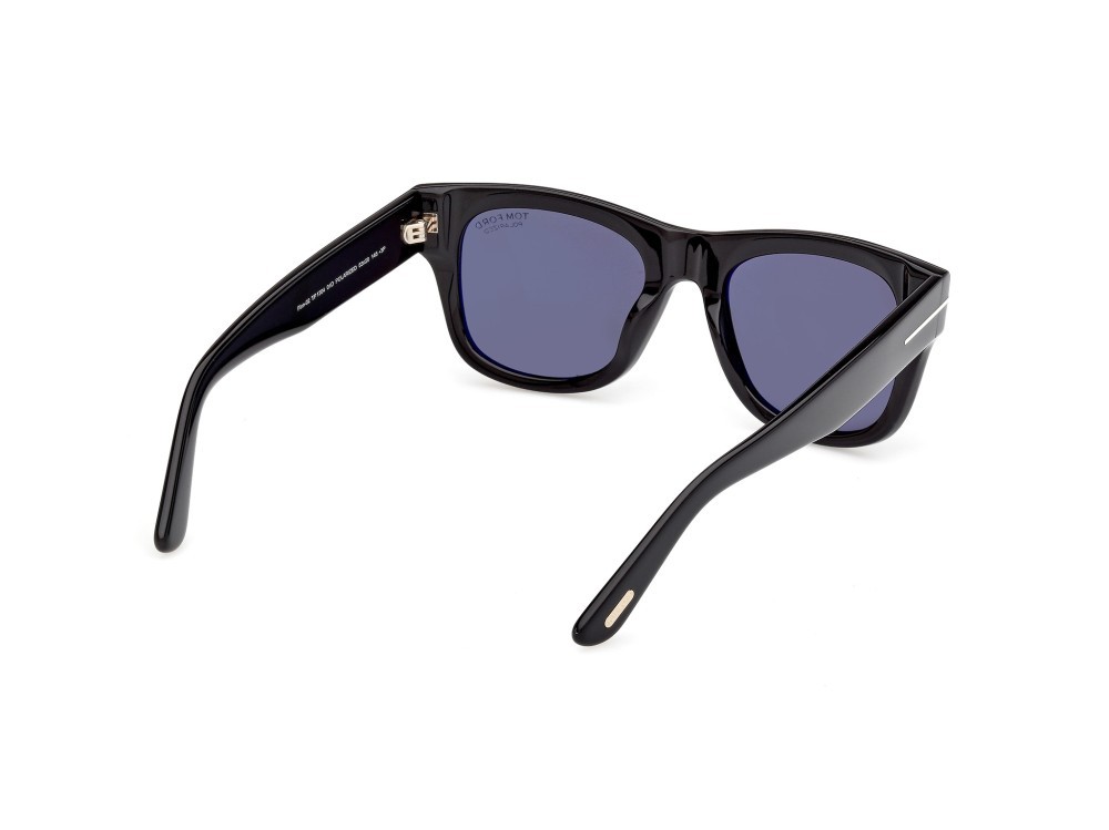 Sunglasses Tom Ford Finn-02 FT1304 (01D) color nero lucido  shape square lenses fumo polar.