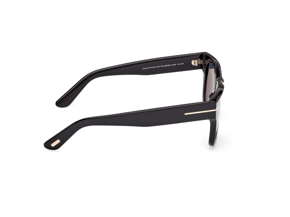 Sunglasses Tom Ford Finn-02 FT1304 (01D) color nero lucido  shape square lenses fumo polar.