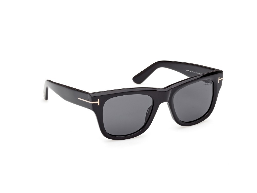 Sunglasses Tom Ford Finn-02 FT1304 (01D) color nero lucido  shape square lenses fumo polar.