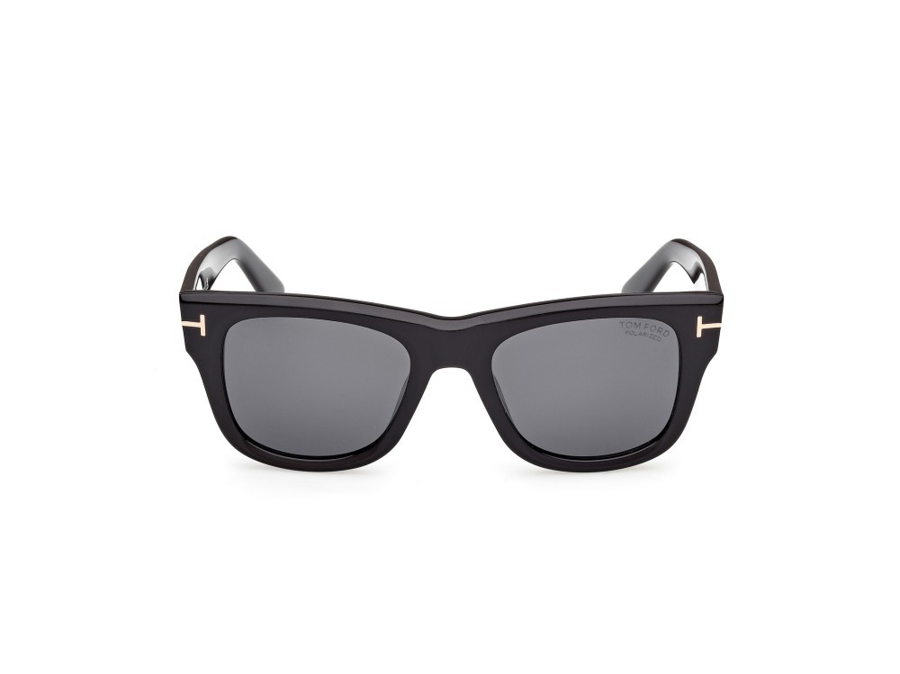 Sunglasses Tom Ford Finn-02 FT1304 (01D) color nero lucido  shape square lenses fumo polar.