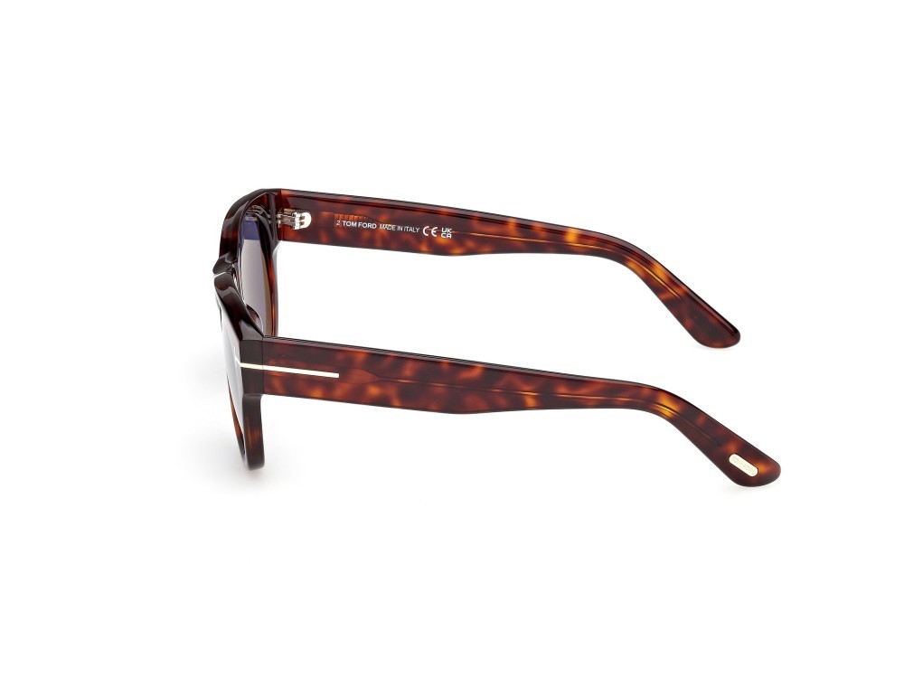Sunglasses Tom Ford Burton-02 FT1305 (54V) color avana rossa shape round lenses blu
