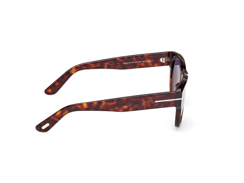 Sunglasses Tom Ford Burton-02 FT1305 (54V) color avana rossa shape round lenses blu