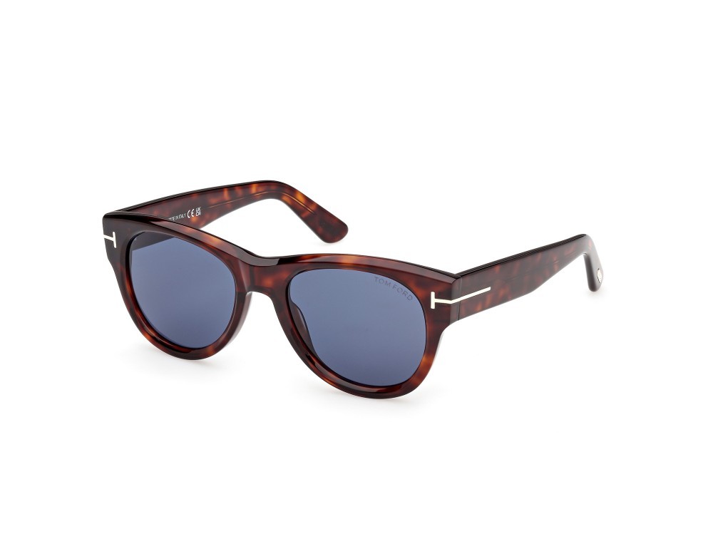 Sunglasses Tom Ford Burton-02 FT1305 (54V) color avana rossa shape round lenses blu