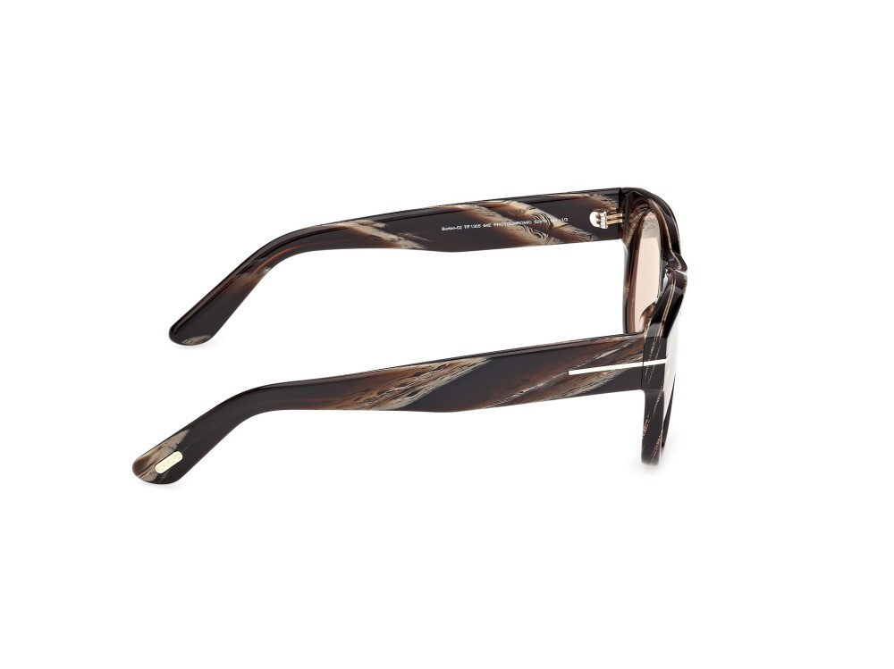 Sunglasses Tom Ford Burton-02 FT1305 (64E) color corno colorato shape round lenses marrone