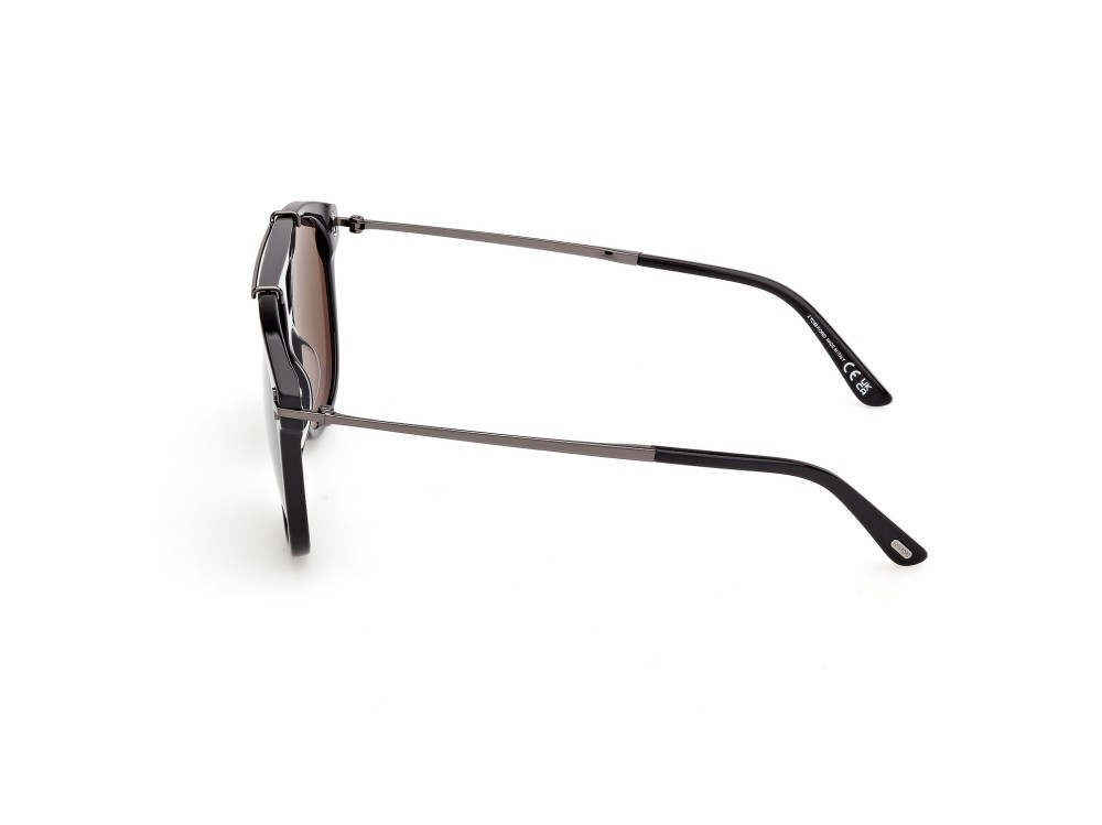 Occhiali da sole Tom Ford Sam-02 FT1306 (01A) colore nero lucido forma navigator lenti fumo 