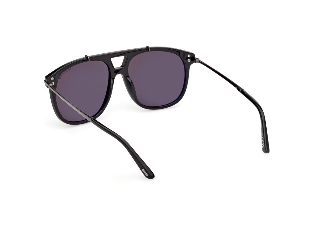 Occhiali da sole Tom Ford Sam-02 FT1306 (01A) colore nero lucido forma navigator lenti fumo 