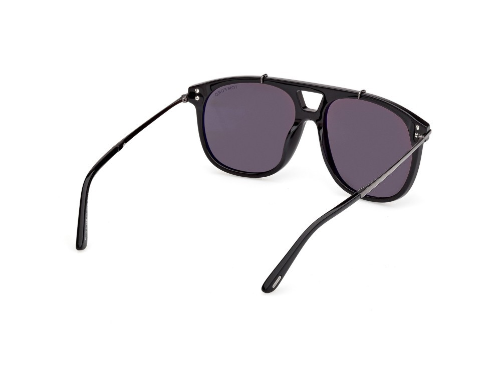 Occhiali da sole Tom Ford Sam-02 FT1306 (01A) colore nero lucido forma navigator lenti fumo 