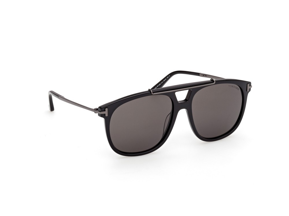 Occhiali da sole Tom Ford Sam-02 FT1306 (01A) colore nero lucido forma navigator lenti fumo 