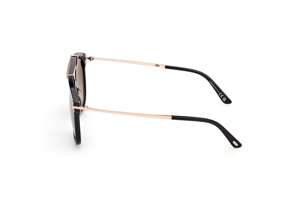 Occhiali da sole Tom Ford Sam-02 FT1306 (01B) colore nero lucido forma navigator lenti fumo grad.