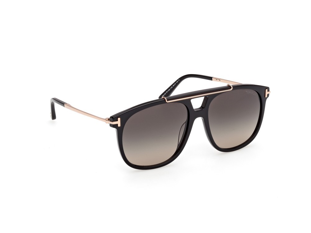 Occhiali da sole Tom Ford Sam-02 FT1306 (01B) colore nero lucido forma navigator lenti fumo grad.