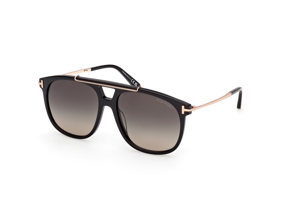 Occhiali da sole Tom Ford Sam-02 FT1306 (01B) colore nero lucido forma navigator lenti fumo grad.