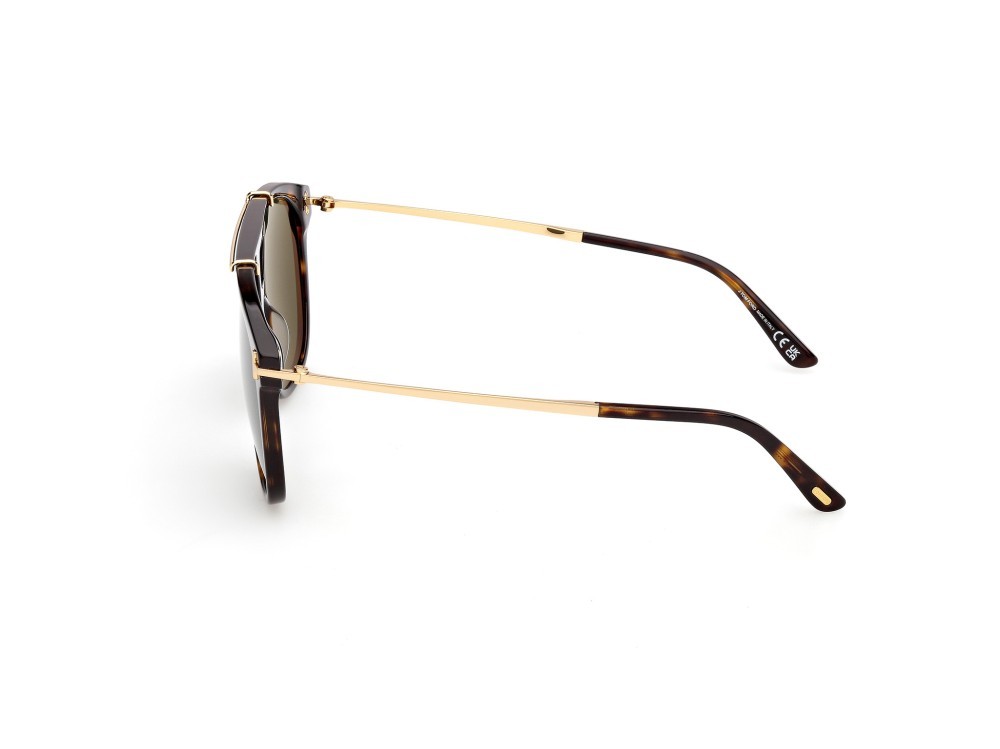 Occhiali da sole Tom Ford Sam-02 FT1306 (52N) colore avana scura  forma navigator lenti verde