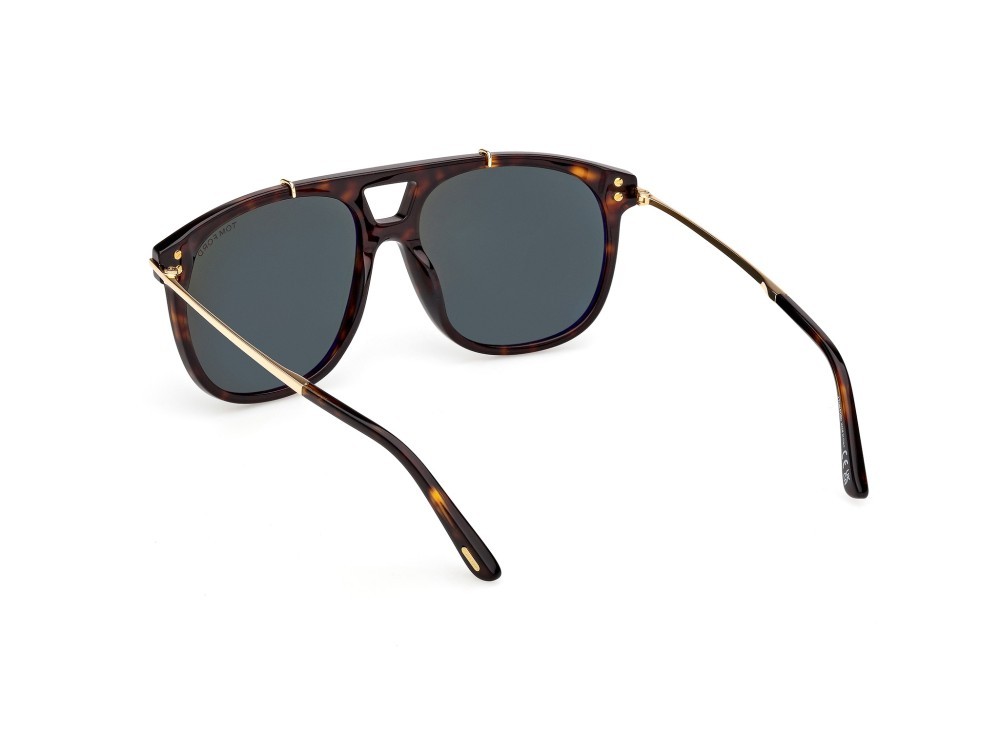 Occhiali da sole Tom Ford Sam-02 FT1306 (52N) colore avana scura  forma navigator lenti verde