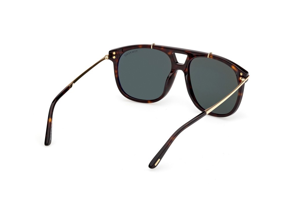 Occhiali da sole Tom Ford Sam-02 FT1306 (52N) colore avana scura  forma navigator lenti verde