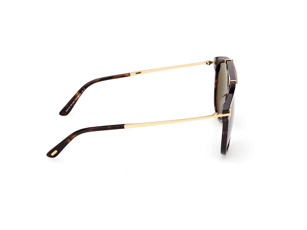 Occhiali da sole Tom Ford Sam-02 FT1306 (52N) colore avana scura  forma navigator lenti verde