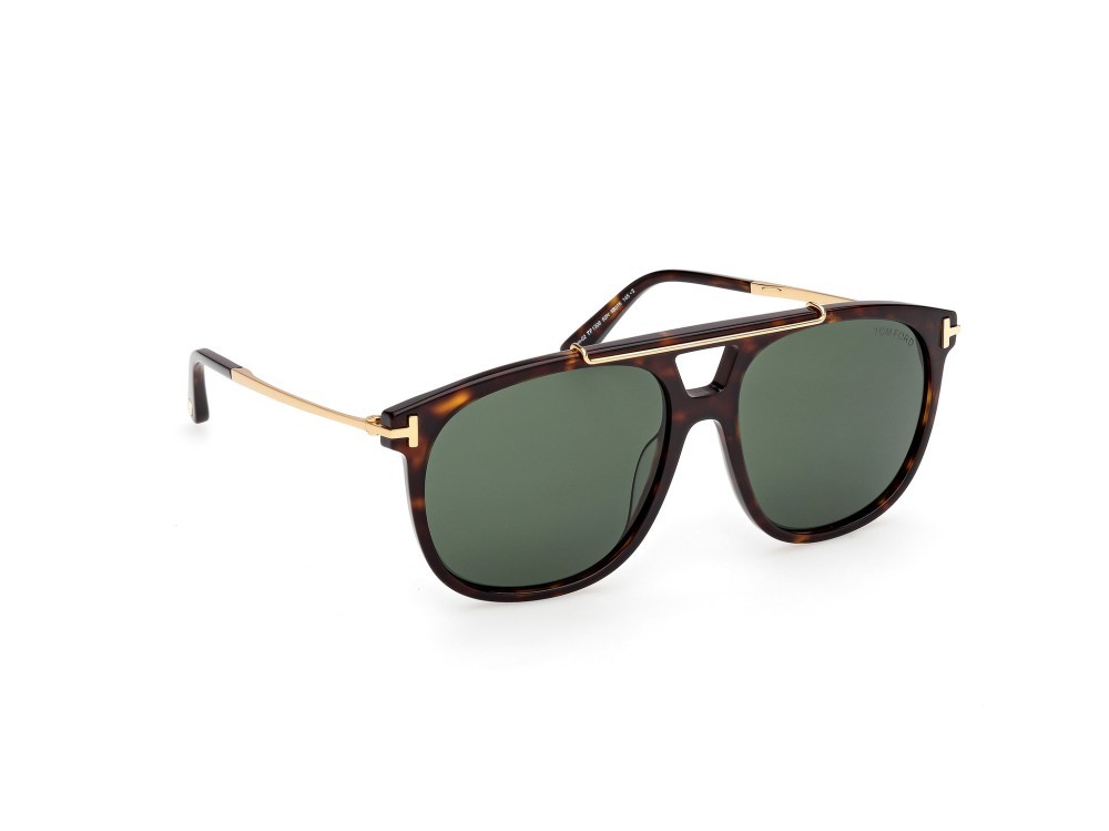 Occhiali da sole Tom Ford Sam-02 FT1306 (52N) colore avana scura  forma navigator lenti verde