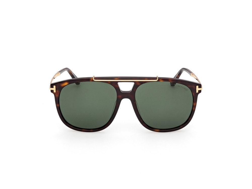 Occhiali da sole Tom Ford Sam-02 FT1306 (52N) colore avana scura  forma navigator lenti verde
