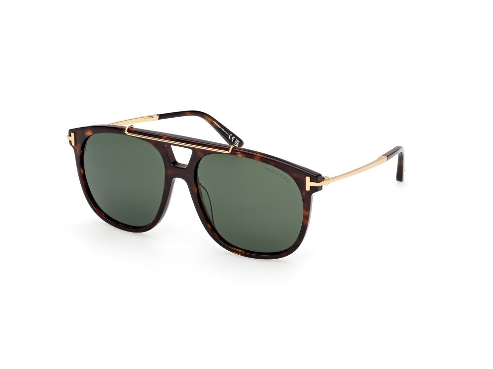 Occhiali da sole Tom Ford Sam-02 FT1306 (52N) colore avana scura  forma navigator lenti verde