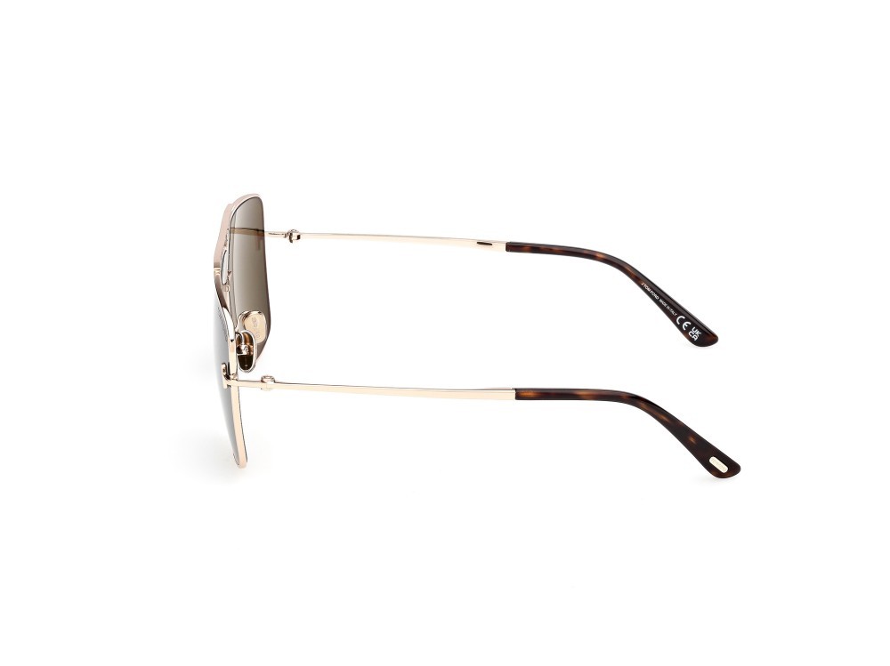 Occhiali da sole Tom Ford Eliott-02 FT1307 (28N) colore oro rosé lucido forma navigator lenti verde
