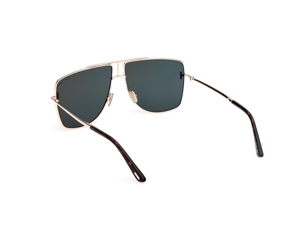 Occhiali da sole Tom Ford Eliott-02 FT1307 (28N) colore oro rosé lucido forma navigator lenti verde