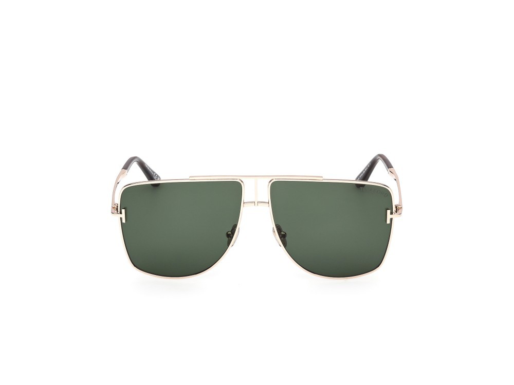 Occhiali da sole Tom Ford Eliott-02 FT1307 (28N) colore oro rosé lucido forma navigator lenti verde