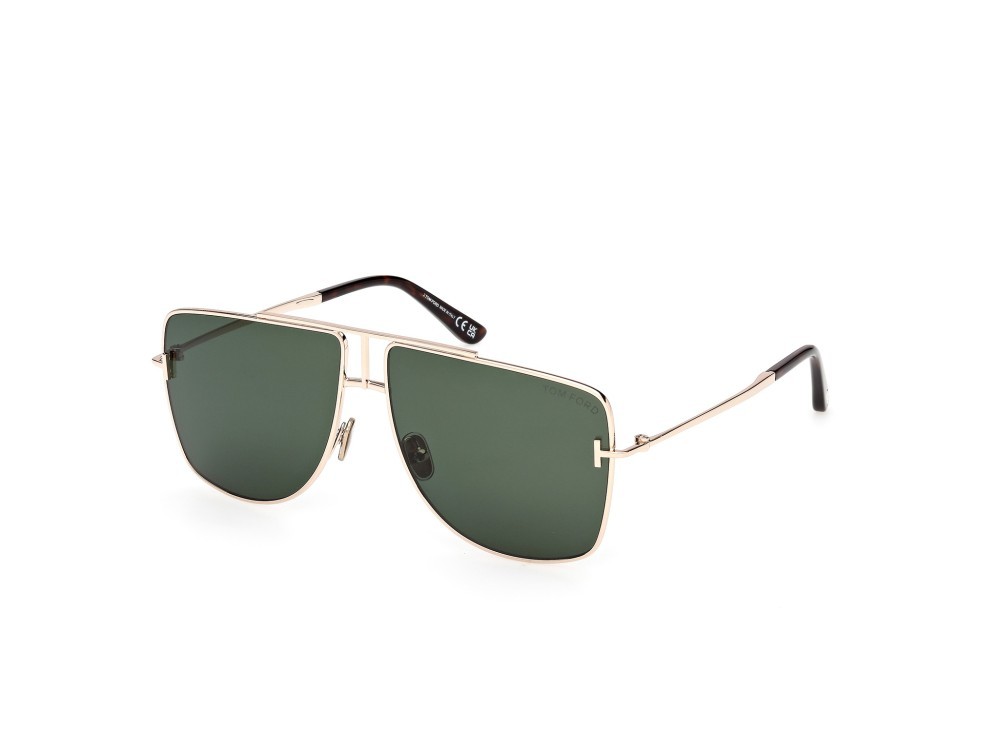 Occhiali da sole Tom Ford Eliott-02 FT1307 (28N) colore oro rosé lucido forma navigator lenti verde