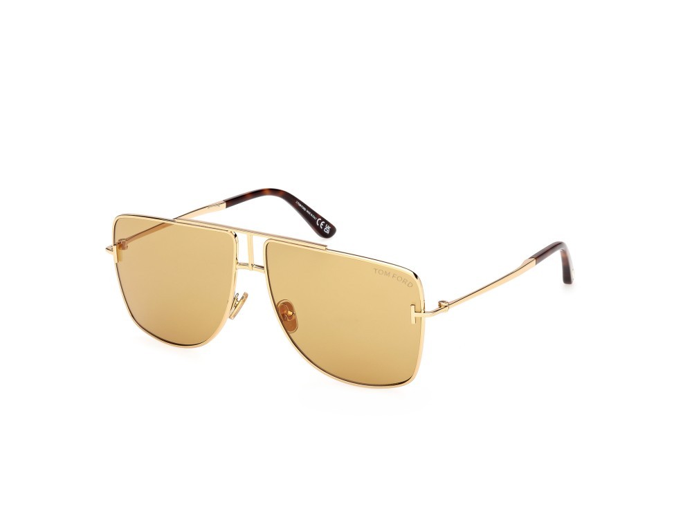 Occhiali da sole Tom Ford Eliott-02 FT1307 (30E) colore oro endura lucido forma navigator lenti marrone