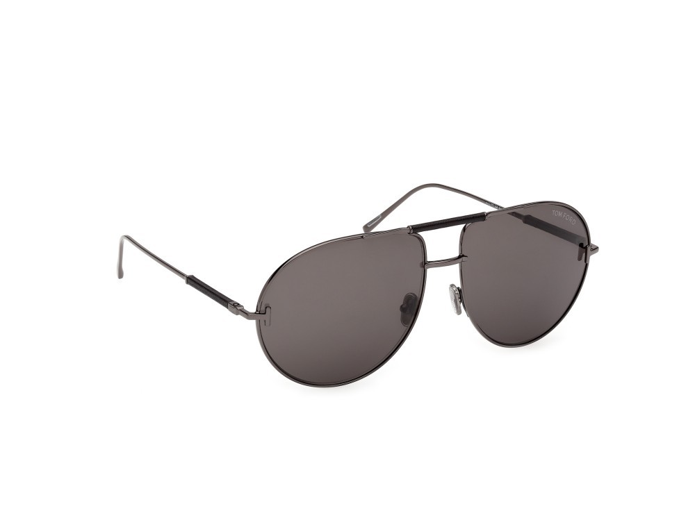 Occhiali da sole Tom Ford Lou-02 FT1308 (08A) colore antracite lucido forma aviator lenti fumo