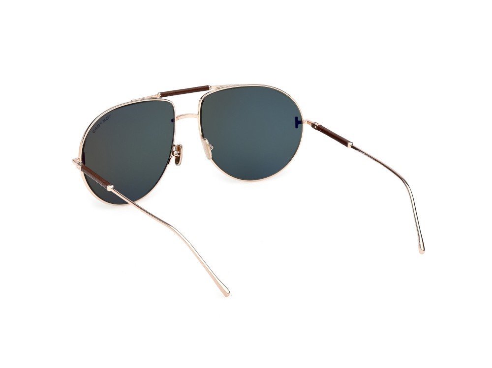 Occhiali da sole Tom Ford Lou-02 FT1308 (28N) colore oro rosé lucido forma aviator lenti verde
