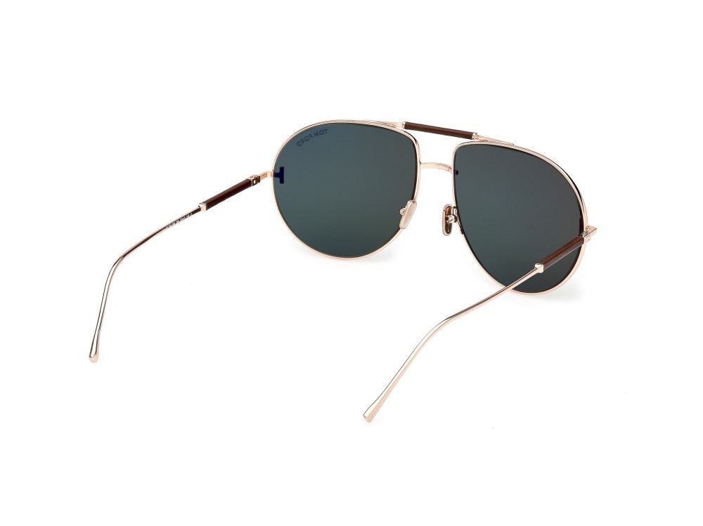 Occhiali da sole Tom Ford Lou-02 FT1308 (28N) colore oro rosé lucido forma aviator lenti verde