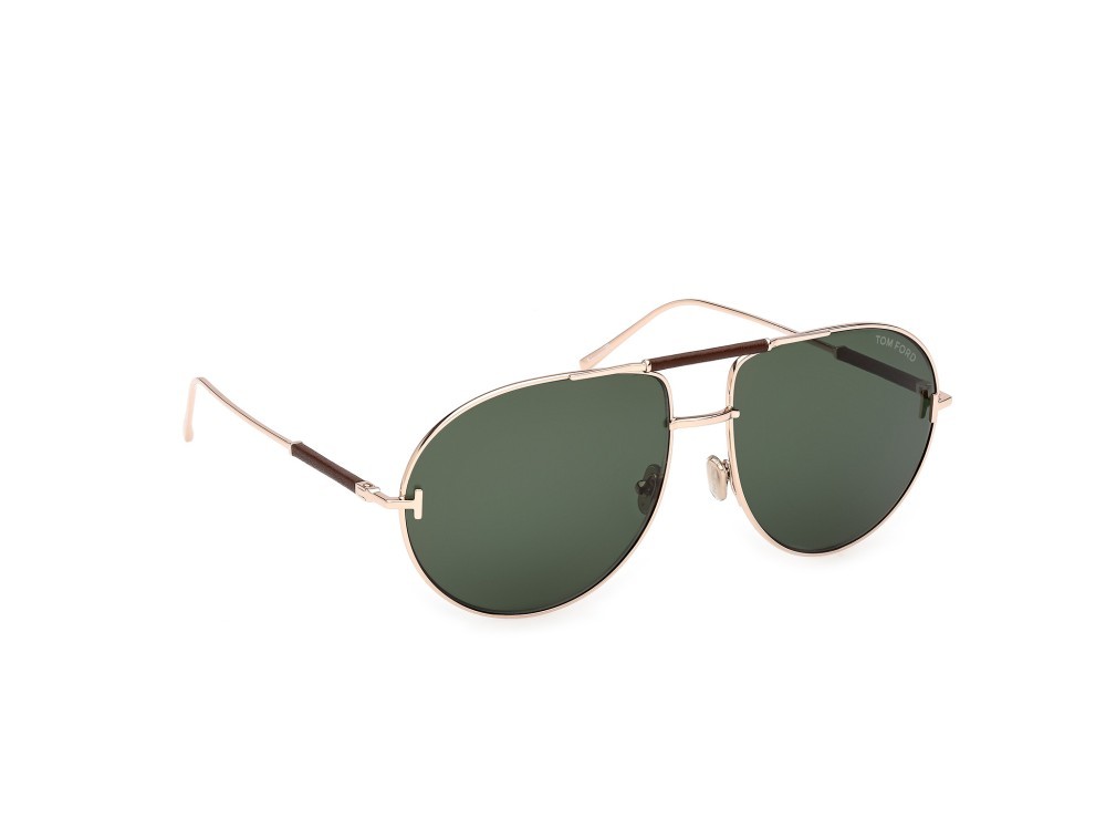 Occhiali da sole Tom Ford Lou-02 FT1308 (28N) colore oro rosé lucido forma aviator lenti verde