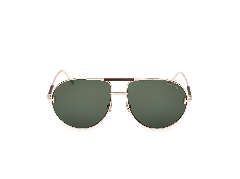 Occhiali da sole Tom Ford Lou-02 FT1308 (28N) colore oro rosé lucido forma aviator lenti verde