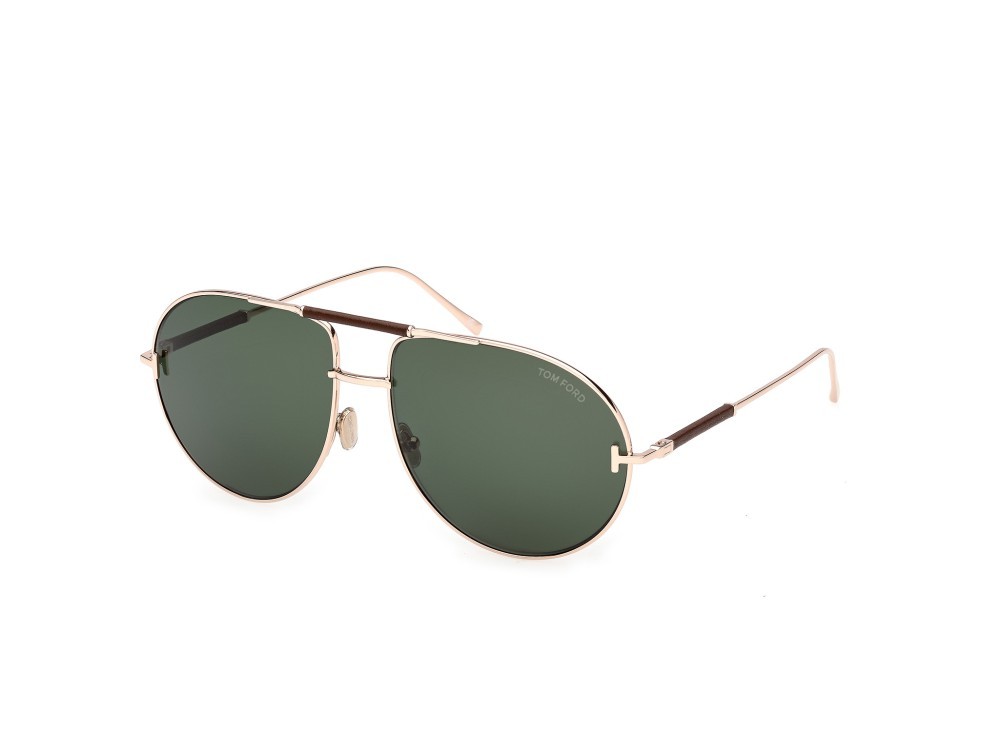 Occhiali da sole Tom Ford Lou-02 FT1308 (28N) colore oro rosé lucido forma aviator lenti verde