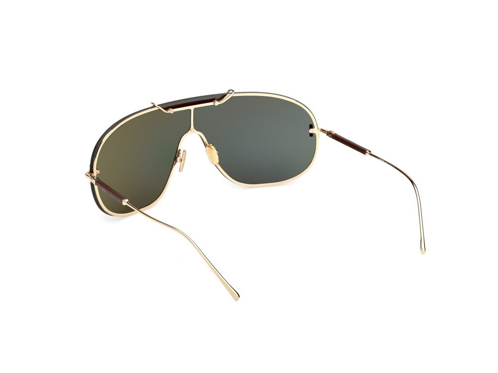 Occhiali da sole Tom Ford Tyler-02 FT1309 (30N) colore oro endura lucido forma mask lenti verde