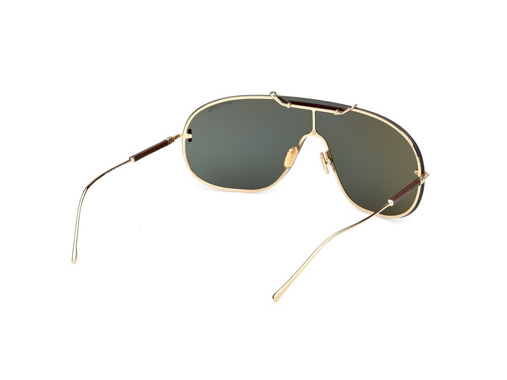 Occhiali da sole Tom Ford Tyler-02 FT1309 (30N) colore oro endura lucido forma mask lenti verde
