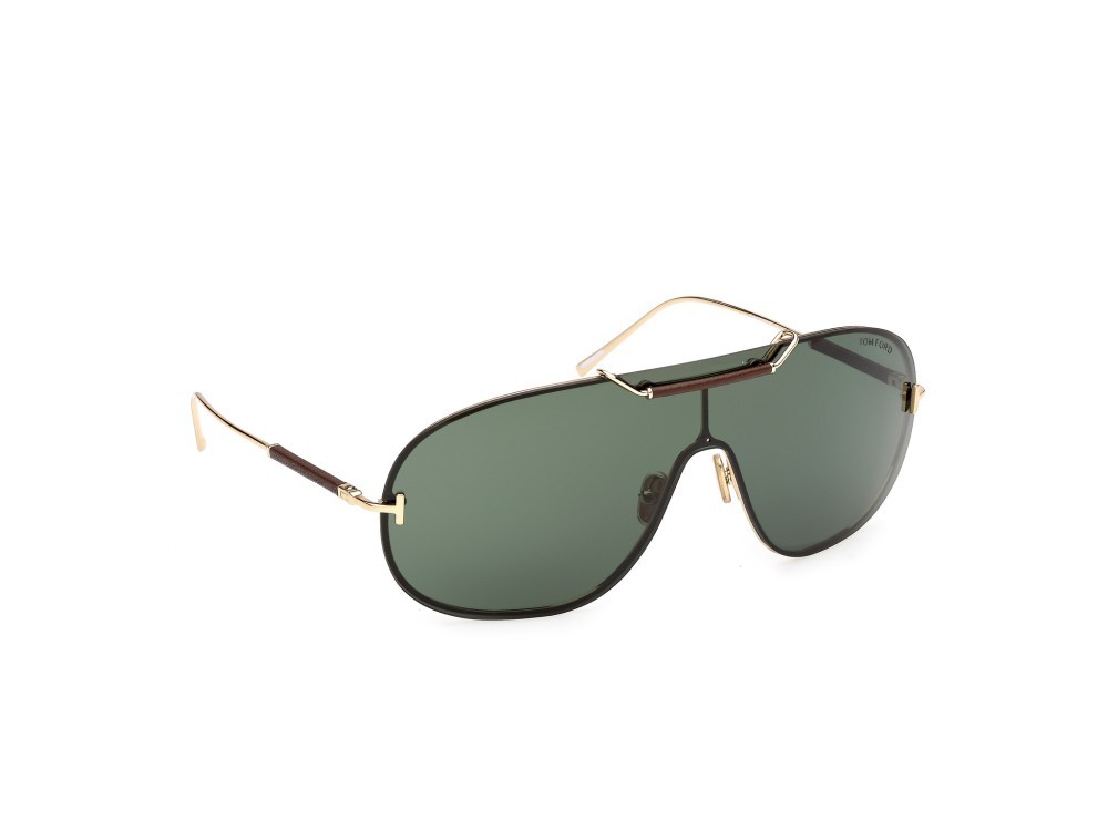 Occhiali da sole Tom Ford Tyler-02 FT1309 (30N) colore oro endura lucido forma mask lenti verde