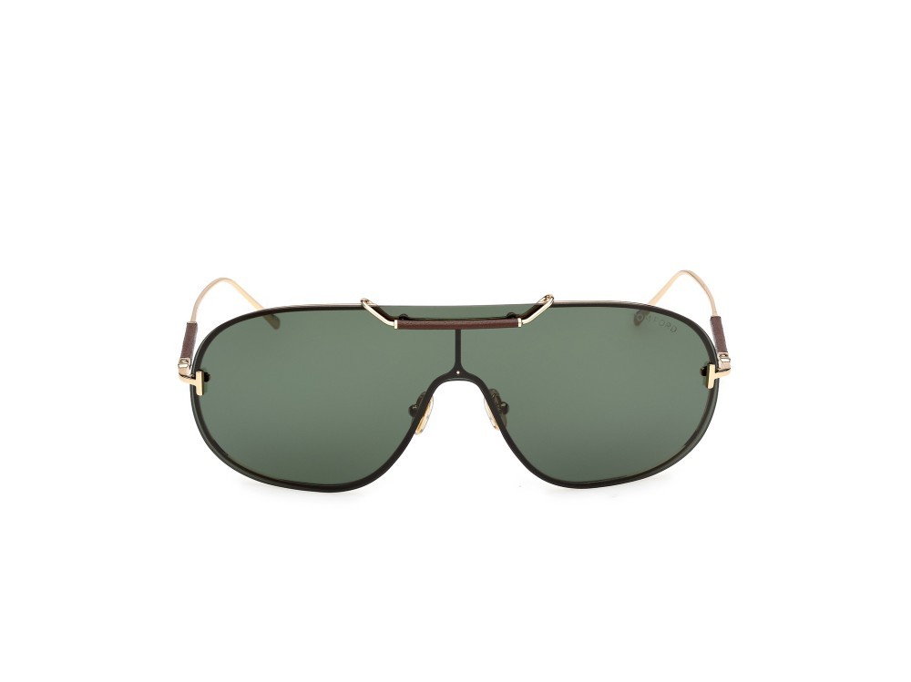 Occhiali da sole Tom Ford Tyler-02 FT1309 (30N) colore oro endura lucido forma mask lenti verde