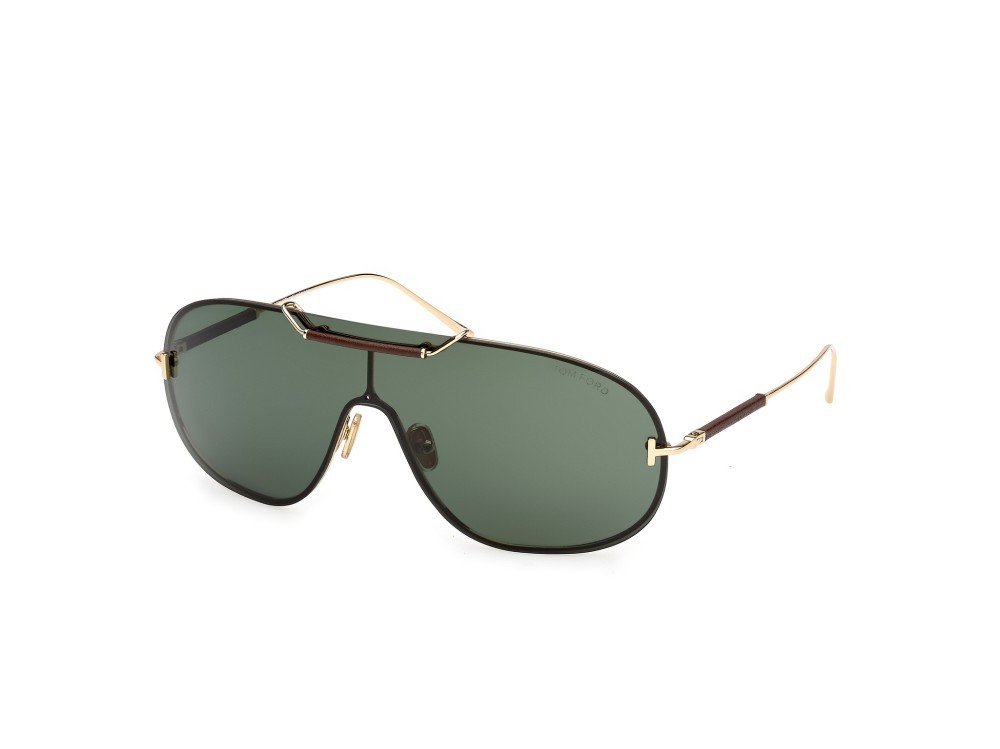 Occhiali da sole Tom Ford Tyler-02 FT1309 (30N) colore oro endura lucido forma mask lenti verde