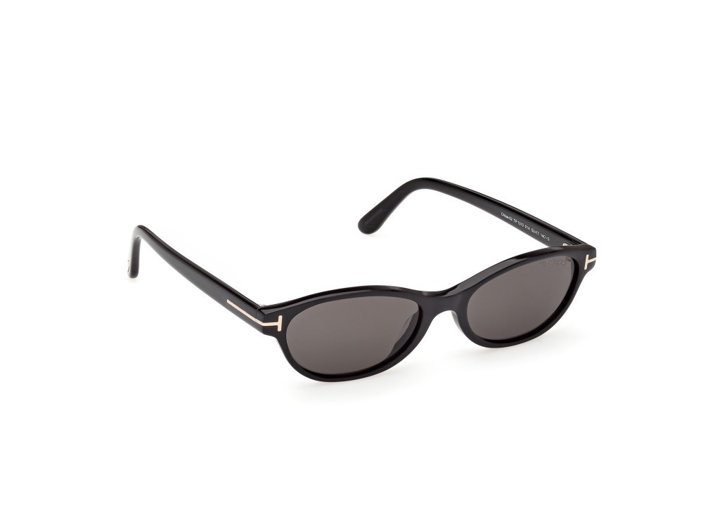 Sunglasses Tom Ford Chloe-02 FT1310 (01A) color nero lucido shape oval lenses fumo