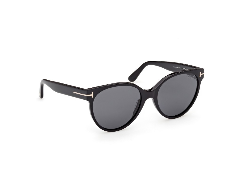 Sunglasses Tom Ford tallulah-02 FT1311 (01D) color nero lucido shape round lenses fumo polar.