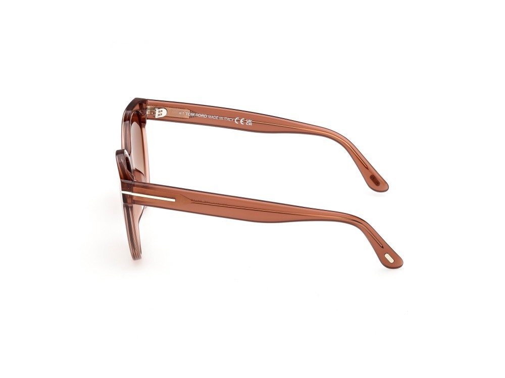 Sunglasses Tom Ford tallulah-02 FT1311 (45F) color marrone chiaro lucido shape round lenses marrone sfumato