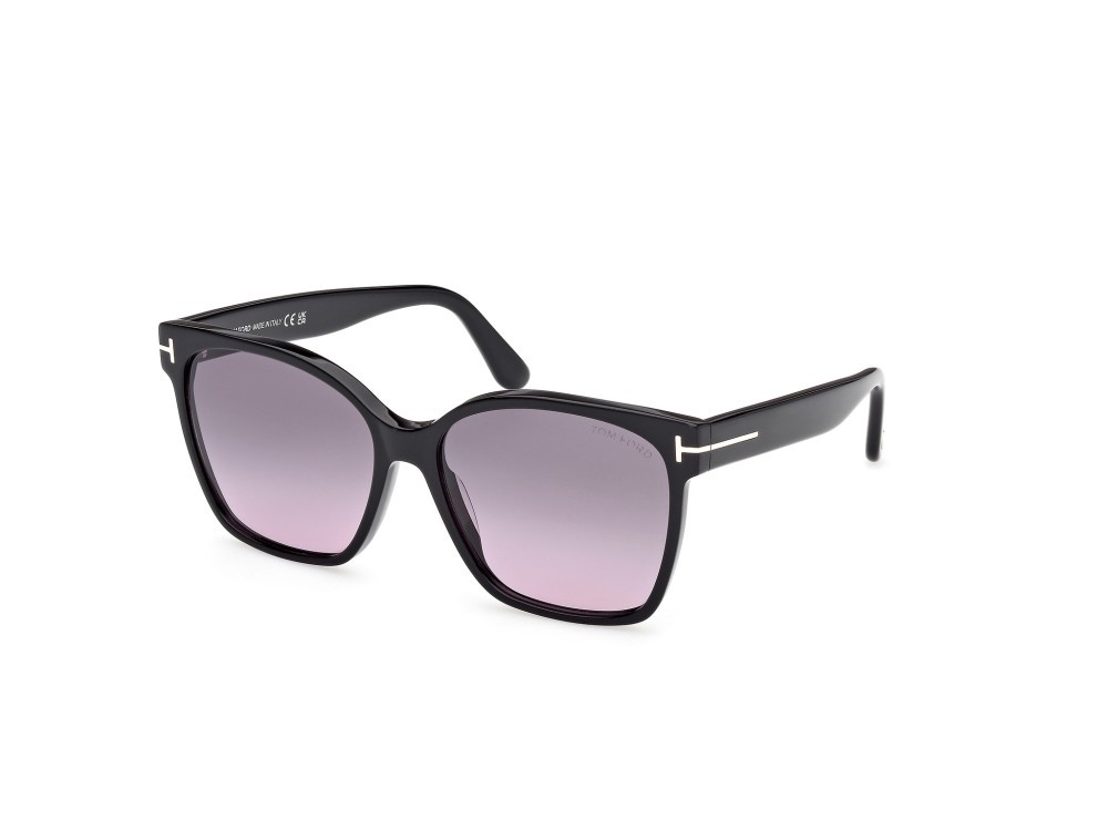 Sunglasses Tom Ford Iris-02 FT1312 (01B) color nero lucido shape butterfly lenses fumo grad.