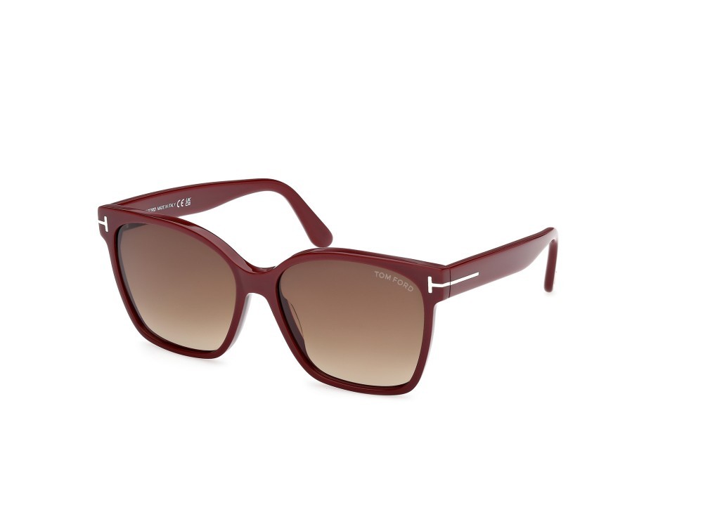 Sunglasses Tom Ford Iris-02 FT1312 (69F) color bordeaux lucido shape butterfly lenses marrone sfumato