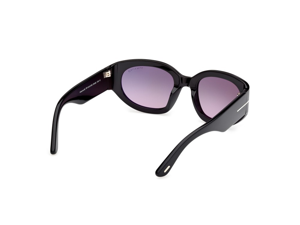 Sunglasses Tom Ford Arizona-02 FT1313 (01B) color nero lucido shape rectangle lenses fumo grad.