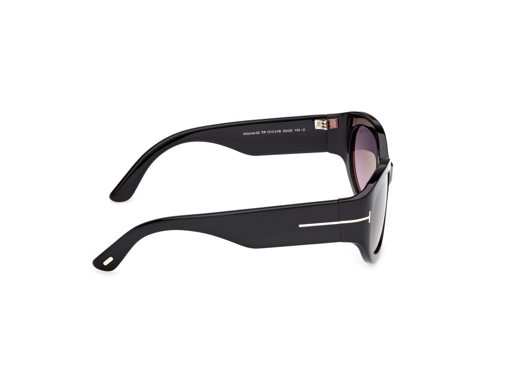 Sunglasses Tom Ford Arizona-02 FT1313 (01B) color nero lucido shape rectangle lenses fumo grad.