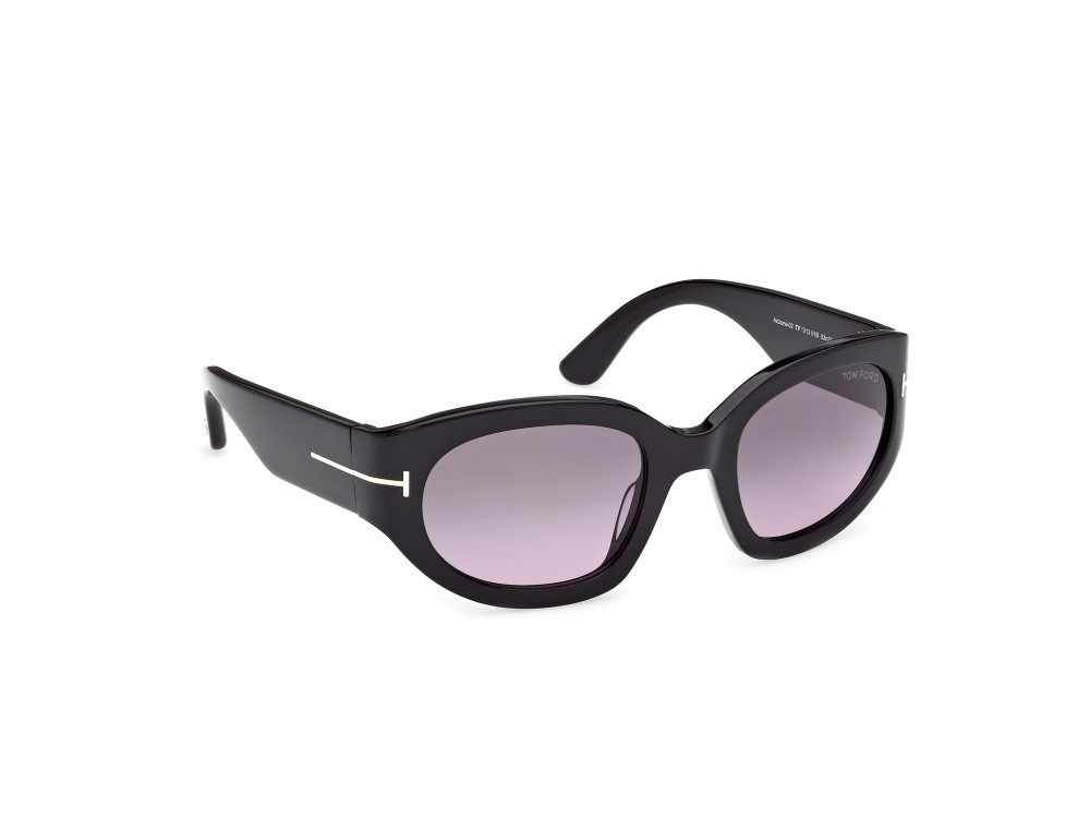 Sunglasses Tom Ford Arizona-02 FT1313 (01B) color nero lucido shape rectangle lenses fumo grad.