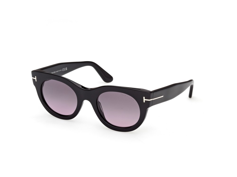 Sunglasses Tom Ford Marine-02 FT1315 (01B) color nero lucido shape round lenses fumo grad.