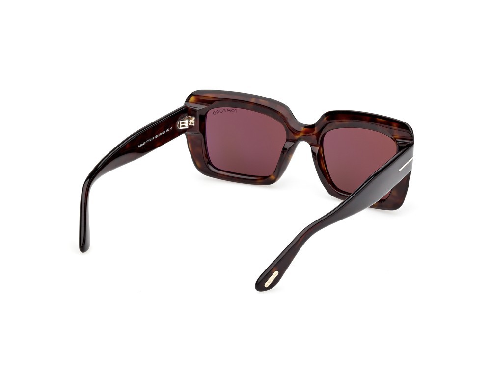 Sunglasses Tom Ford Leila-02 FT1318 (52E) color avana scura shape rectangle lenses marrone